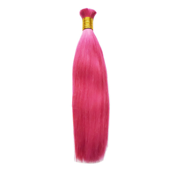 Pink Human Braiding Hair Bulk 100g Brazilian Straight Hair Bulk 1 PC No weft Hair Bundles 10 To 26 Inch