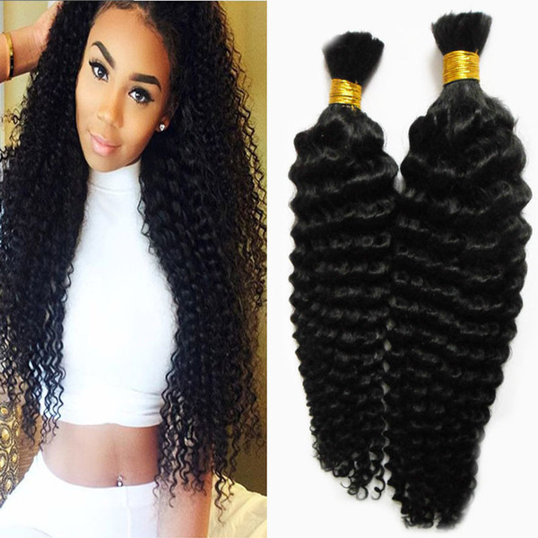 2 Bundles Human Braiding Hair Bulk No Weft Brazilian Kinky Curly Human Hair Bundles 200G 2pcs Brazilian Hair Weave Bundles