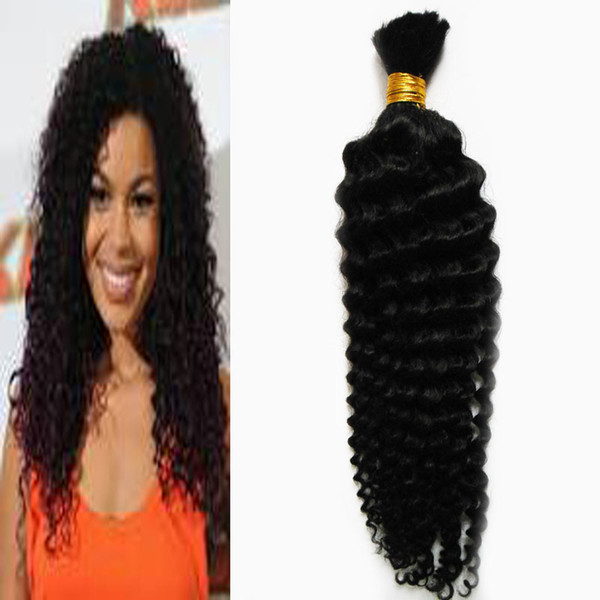 kinky curly mongolian bulk hair 100G 1 Pcs human kinky curly braiding hair 100% unprocessed Brazilian Hair Natural Black Color