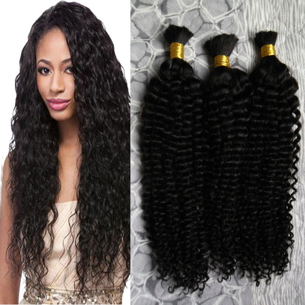 Natural Human Hair Crochet Bulk 300g Brazilian Hair Weave Bundles kinky curly Human Braiding Hair No Weft 3 Piece Free Shipping