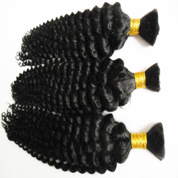 3PCS Human Hair Indian Kinky Curly Bundles Hair For Braiding In Natural Color 8 To30 Inch Crochet Braids No Weft Hair Bulk 300G