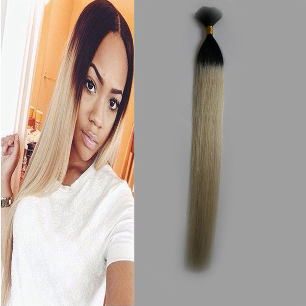 Braiding Hair No Weft Brazilian Straight Crochet Braids Human Hair Ombre T1B/613 Braiding Hair Bulk 