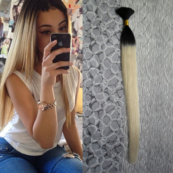 8a grade tresse crochet braids human 100g human hair bulk 1 pcs T1B/613 ombre human hair brazilian braiding hair bulk no weft