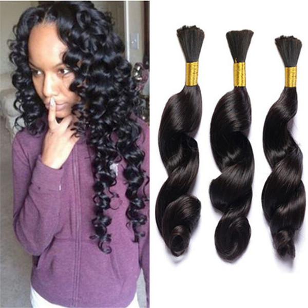 8A Human Braiding Hair Bulk Peruvian Hair Braiding Bulk No Attachment Loose Wave Curly Hair Products