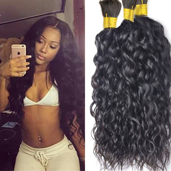 Human Hair Bulk Natural Wave 3Pcs lot Hair Bulk Malaysian Unprocessed Hair Natural Color 