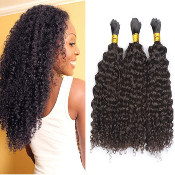 Human Hair Bulk 3 Bulks Deal Cheap Brazilian Kinky Curly Bulk Hair No Weft in Bulk for Braiding