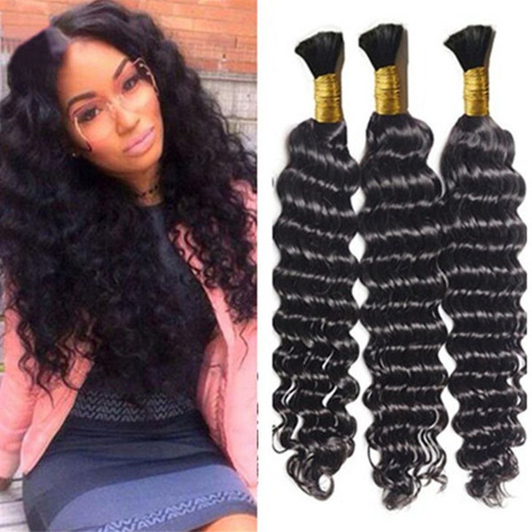 8A deep curly peruvian bulk hair for braiding 3pcs lot no attachment deep wave braiding peruvian human hair bulk