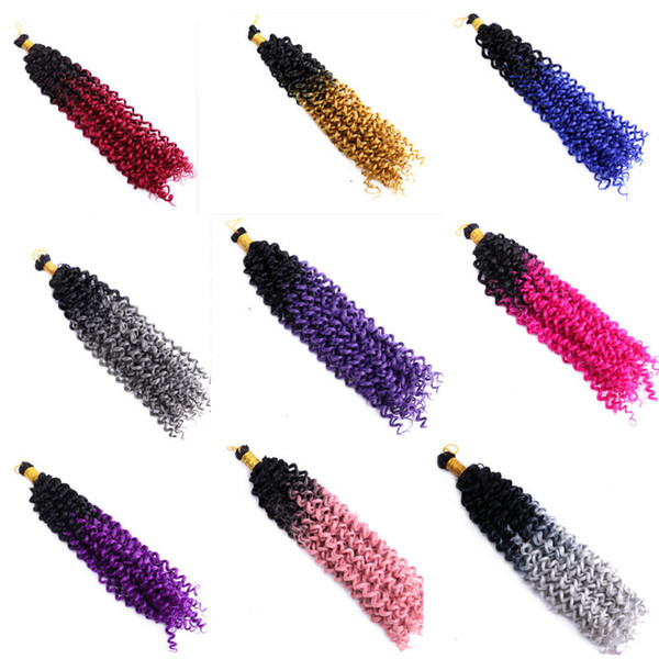 Synthetic Braiding Hair Bulk Crochet Water Wave 14Inch 24Strands Ombre Color Synthetic Hair Extensions In Stock