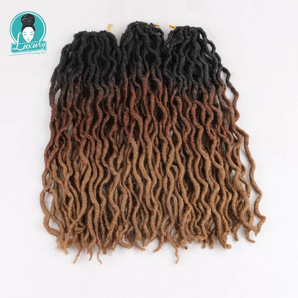 Ombre Synthetic Faux Locs Curly Twist 20inch 24roots Soft Crochet Braids Synthetic Braiding Hair Extensions In Stock