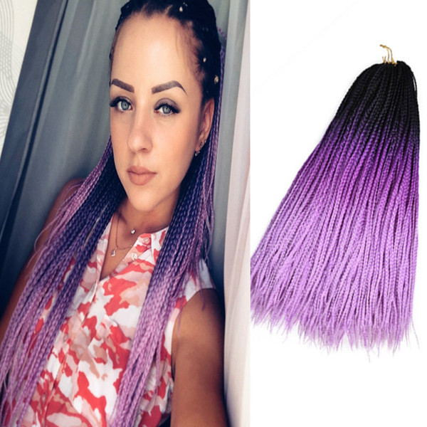 Synthetic Braiding Hair 3X Box Braids Ombre Color 24Inch 22Roots Crochet Braids Hair Extensions In Stock