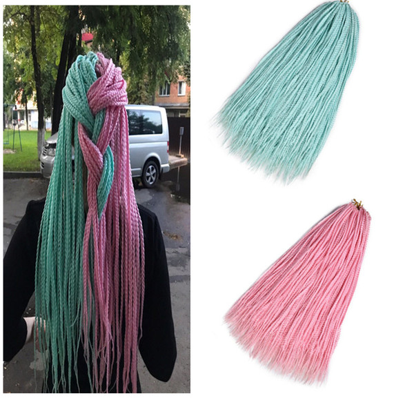 Colorful 3X Box Braids Synthetic Braiding Hair 24Inch 22Roots Crochet Twist Braids Synthetic Hair Extensions Fashion