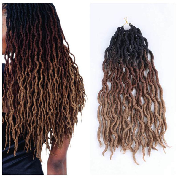 Synthetic Braiding Hair Curly Faux Locs Ombre Kanekalon Soft Crochet Braids 20Inch 24Strands Synthetic Hair Extensions In Stock