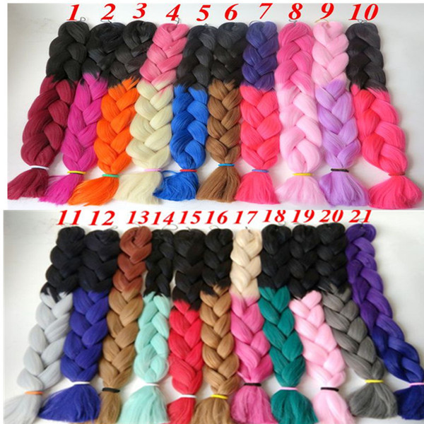 Synthetic Braiding Hair Hair Bulk 165g Folded 32inch Ombre Two color Kanekalon Jumbo braids Twist Synthetic Hair Extensions