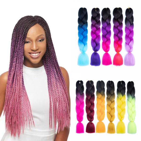 Wholesale Price Ombre Synthetic Kanekalon Braiding Hair For Crochet Braids False Hair Extensions Ombre Jumbo Braiding