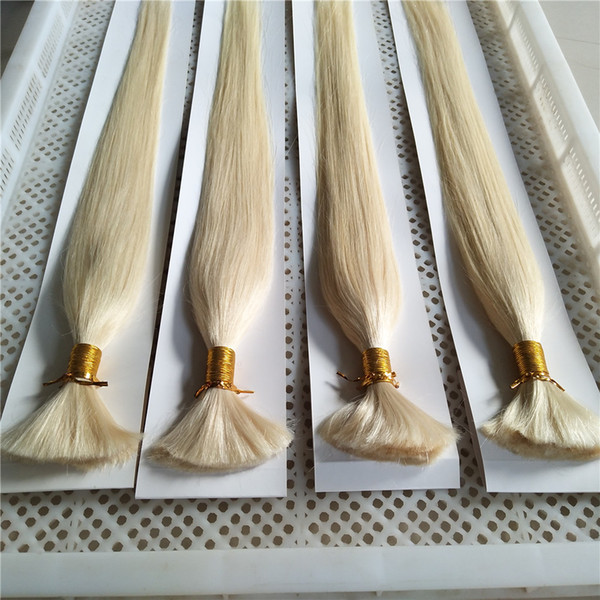 High Quality Human Hair Bulk 14-28inches Lightest Blonde Color #60 Hair 100g/boundle Brazilian Human Hair Bundle