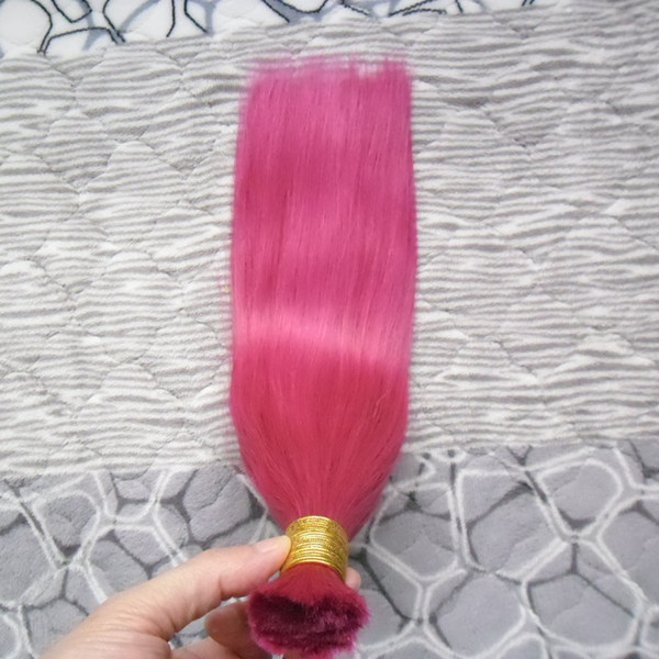 Pink Straight Human Braiding Hair Bulk Hair Blond Human Braiding Bulk 100g Human Braiding Hair Bulk No Weft 1PCS 16