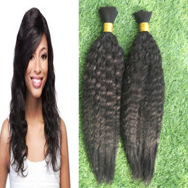 Brazilian Kinky Straight hair human hair for braiding bulk no attachment 200g Coarse Yaki Human Hair Extension 2pcs