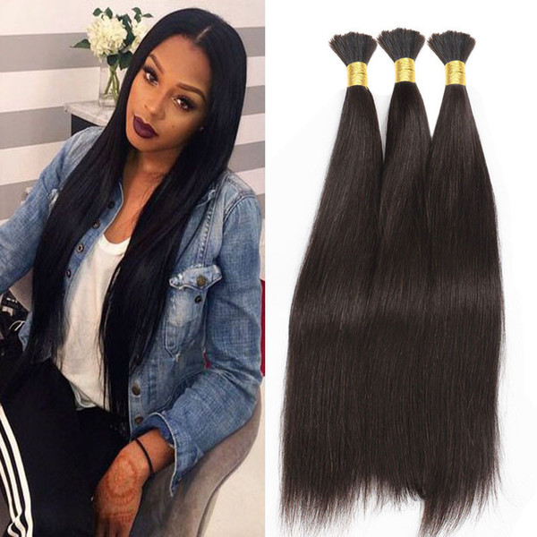 8A Braid Hair Peruvian Human Hair Bulk For Braiding Cheap Straight Hair 100g pcs 3 Bundles Bulk No Weft