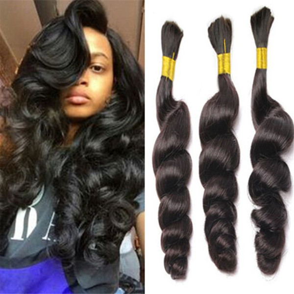 loose wave bulk hair for braiding 8A no attachment loose wave brazilian human braiding hair bulk 1b# human hair