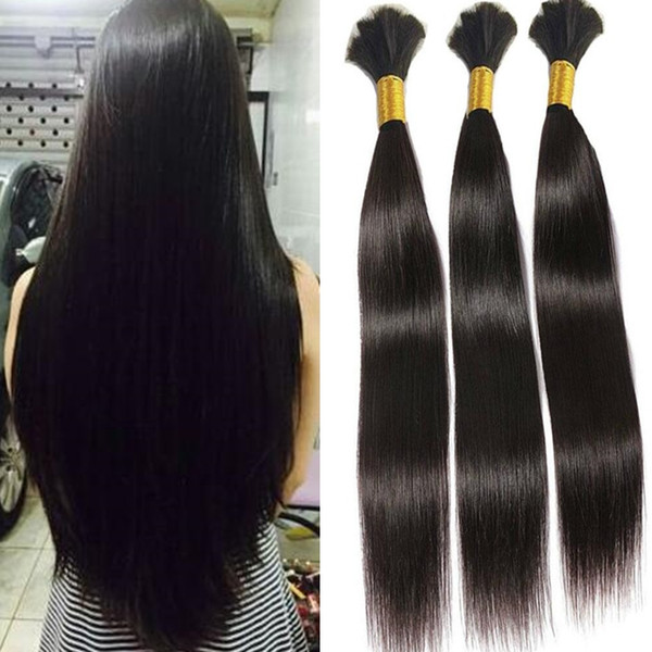 hot bulk human hair wholesale cheap #1B hair bulk without weft brazilian Straight bulk human hair for braiding black women