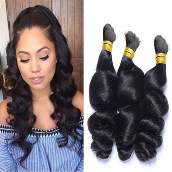 Cheap 100% Human Hair Bulk Loose Wave Brazilian Bulk Hair For Braiding #1b Color Unprocessed Hair