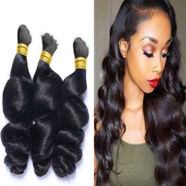 Human Braiding Hair Bulk 8A Brazilian Loose Wave Brazilian Bulk Hair 3Pcs Loose Curly Braiding Hair