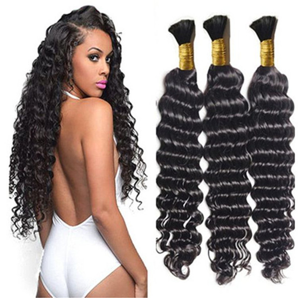 Hair Products 8A Brazilian Deep Wave Bulk Hair Brazilian Human Hair For Braiding Bulk No Attachment 3Pcs Lot