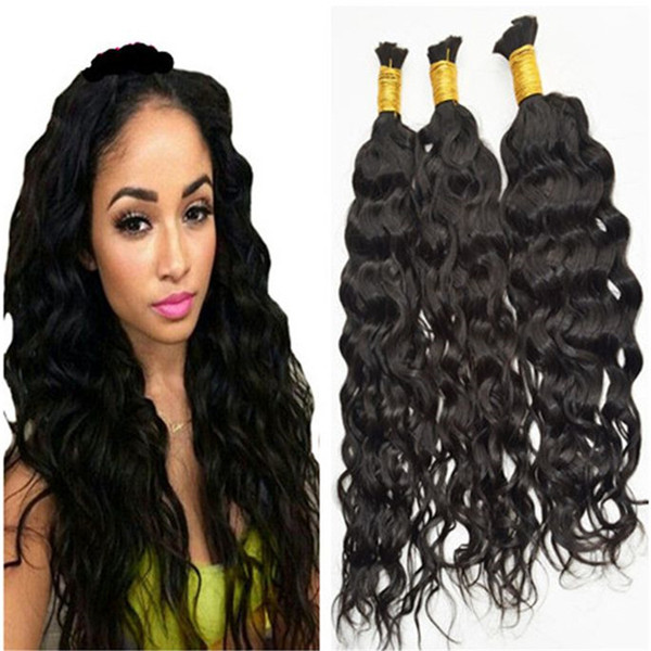 Bulk Human Hair for Braiding Brazilian Hair Natural Black Color Natural Wave 3PCS Lot Malaysian Indian Peruvian Mongolian Bulk Human Hair