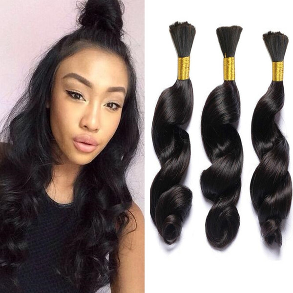 Human Braiding Hair Bulk 8A Brazilian Loose Wave Brazilian Bulk Hair 3Pcs Loose Curly Braiding Hair