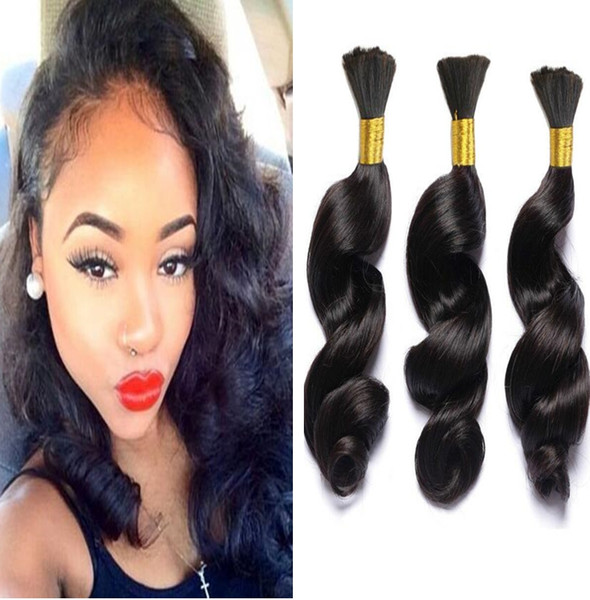 brazilian braiding hair bulk no weft loose wave natural 1b 100% human hair bulk 3 pieces no shed