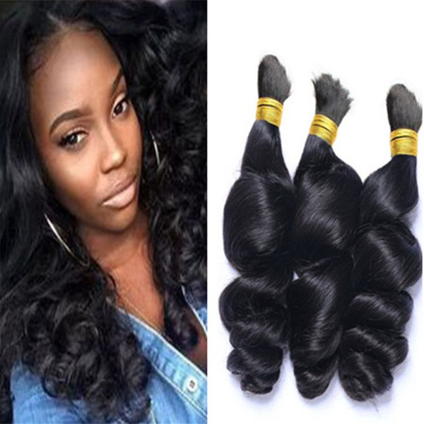 brazilian braiding hair bulk no weft loose wave natural 1b 100% human hair bulk 3 pieces no shed