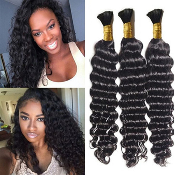 cheap bulk hair wholesale deep wave hair bulk hot brazilian wave bulk human hair for braiding black women