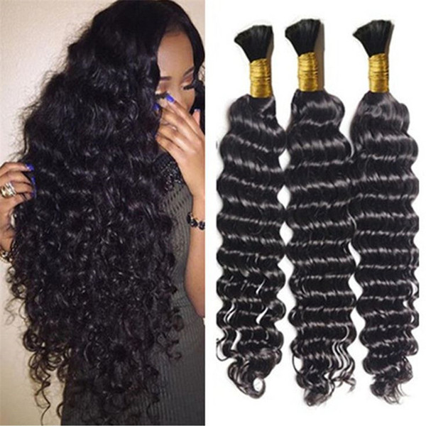 Bulk Hair For Braiding Cheap 8A Grade Deep Wave Hair Bulk brazilian deep wave braiding hair Free 