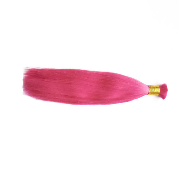 Brazilian Straight Hair Pink Human braiding hair bulk 1 Piece 100g human braiding hair bulk