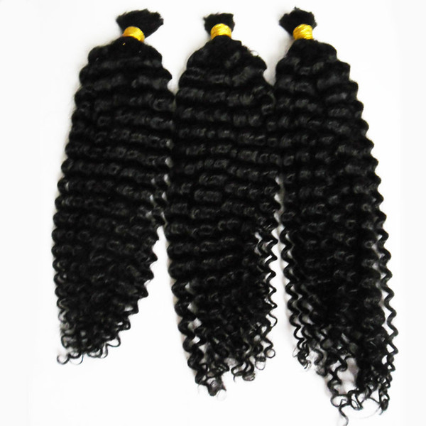 Natural Color Mongolian afro kinky bulk human hair 300g braiding human hair no weft 3pcs human braiding hair bulk curly