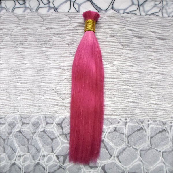 Brazilian Straight Hair Pink bulk human hair for braiding 1 Piece 100g human braiding hair bulk