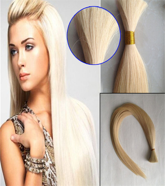 100g Human Braiding Hair Bulk Straight Brazilian Hair Bulk Blond Bulk 100% Natural Raw Hair