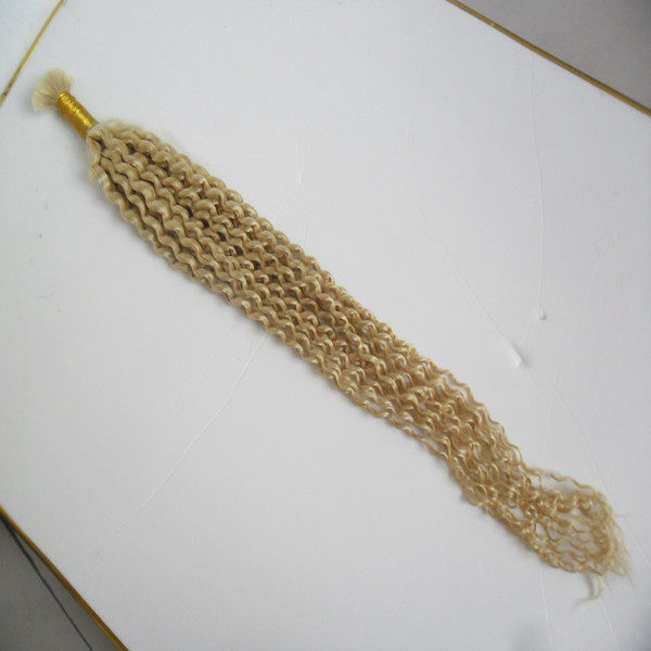 mongolian kinky curly bulk hair 100g bulk hair for braiding 1pcs 613 bleach blonde human braiding hair bulk