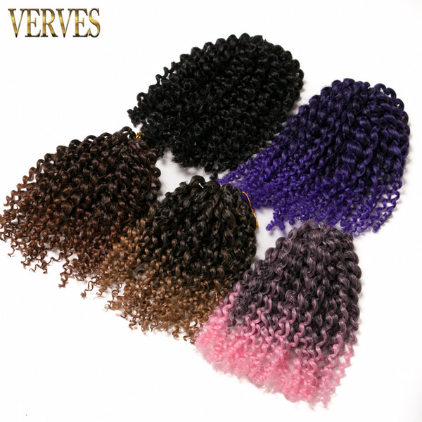 synthetic Kinky Twist 3 piece/set 8 inch kinky style ombre braiding hair curly Crochet Hair Extensions