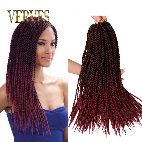 VERVES Ombre Crochet Braid hair 18inch 75grams/pcs,small Senegalese Twist 30 roots Synthetic braiding hair extension