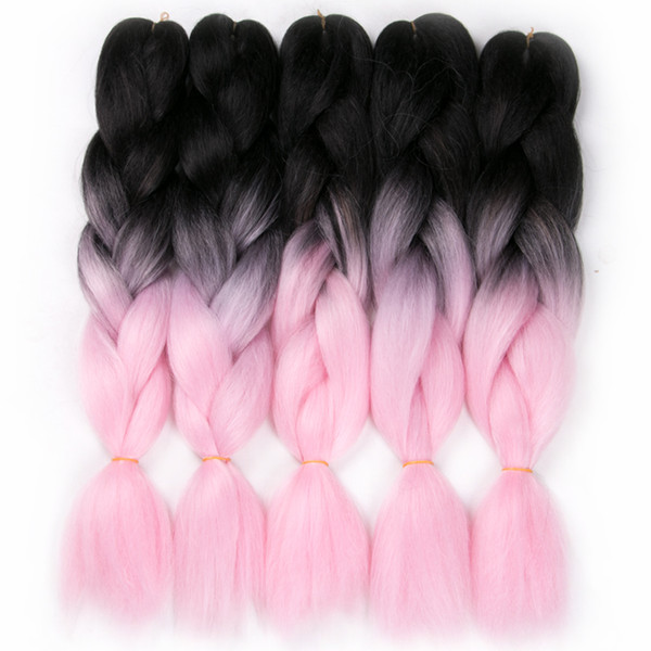 VERVES 10 piece 24'' Synthetic yaki straight 100g/pcs ombre Braiding Hair extensions,high temperature Fiber,pink color