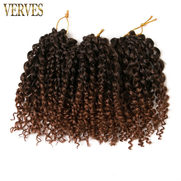 crochet braids hair synthetic Kinky Twist 3 piece/set 8'' kinky style ombre braiding hair curly Crochet Hair Extensions