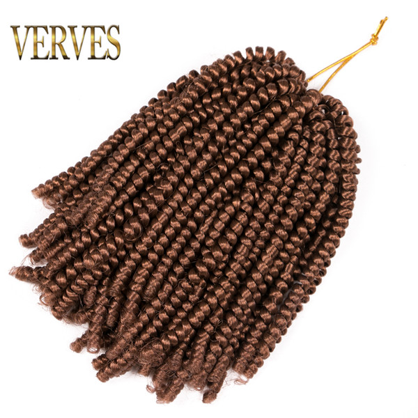 VERVES Spring Twist Hair Extensions 8 inch Ombre Crochet Braids Kanekalon Synthetic Braiding Hair Black Brown Burgundy