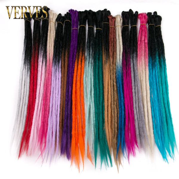 VERVES 5 Strands Handmade Dreadlocks Hair Extensions 24 inch Ombre Crochet Hair color Synthetic Crochet Braid Hair For Women