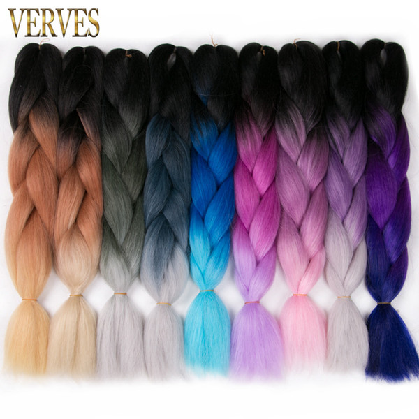 VERVES 24'' Synthetic yaki straight 100g/pcs ombre Braiding Hair High Temperature Fiber Hair Extensions free shipping