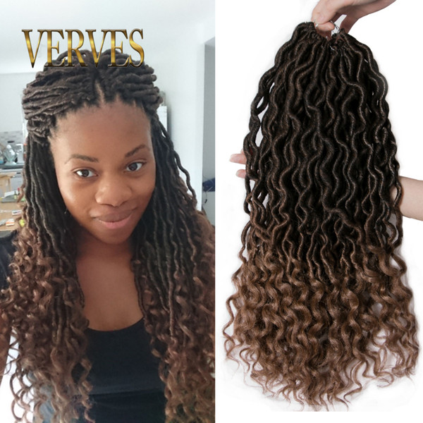 VERVES 5 pack 18 inch Crochet Braids Hair Ombre Goddess Locs 24 strands/pack Synthetic Braiding Hair Extentions brown,bug,black