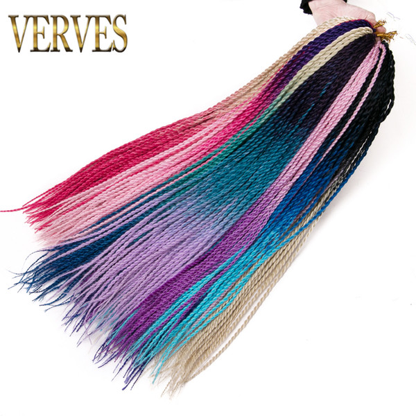 VERVES 24 inch Ombre Senegalese Twist Hair 6 pack Crochet braids 30 Roots/pack Synthetic Braiding Hair for Women grey,bonde