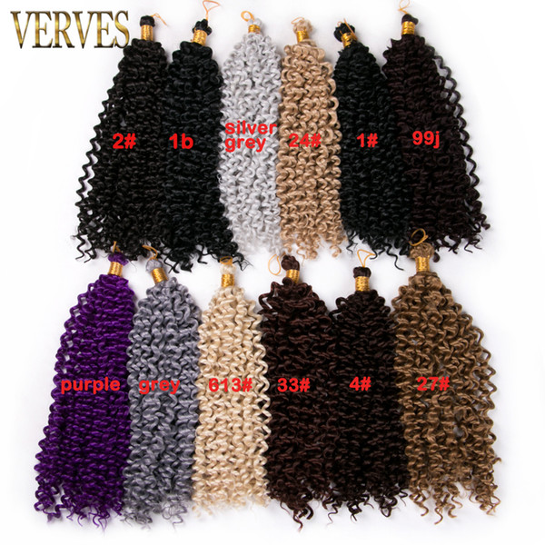 Synthetic Crochet Braids Hair 14 inch curly VERVES 100g/pcs grey,black,brown,blonde,purple Ombre braiding hair Extensions