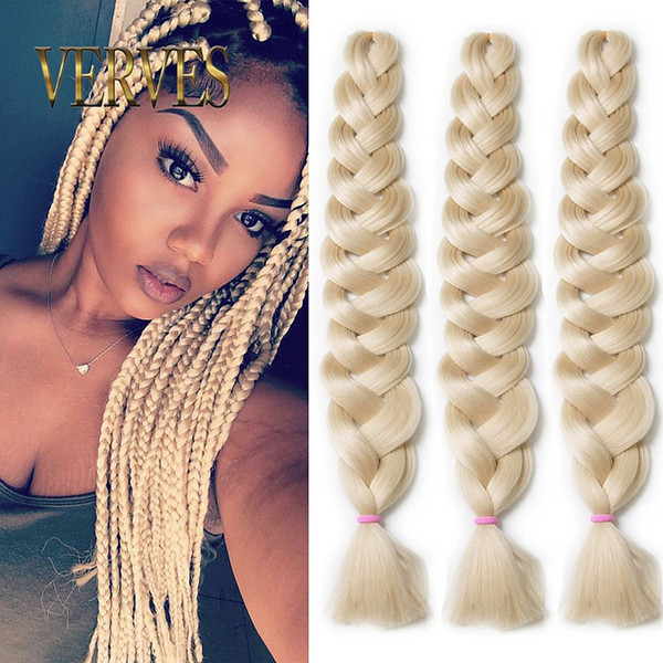 Verves Braiding Hair braid 165g/pcs 42inch blonde bulk Synthetic Crochet Hair Fiber Kanekalon Jumbo Braid Hair Extensions