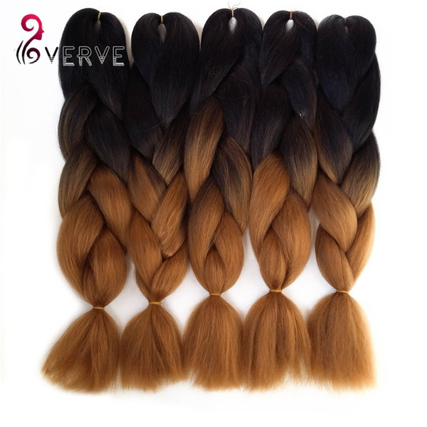 VERVES two tone ombre kanekalon braiding hair 24inch gray braiding hair kanekalon jumbo braid hair extensions